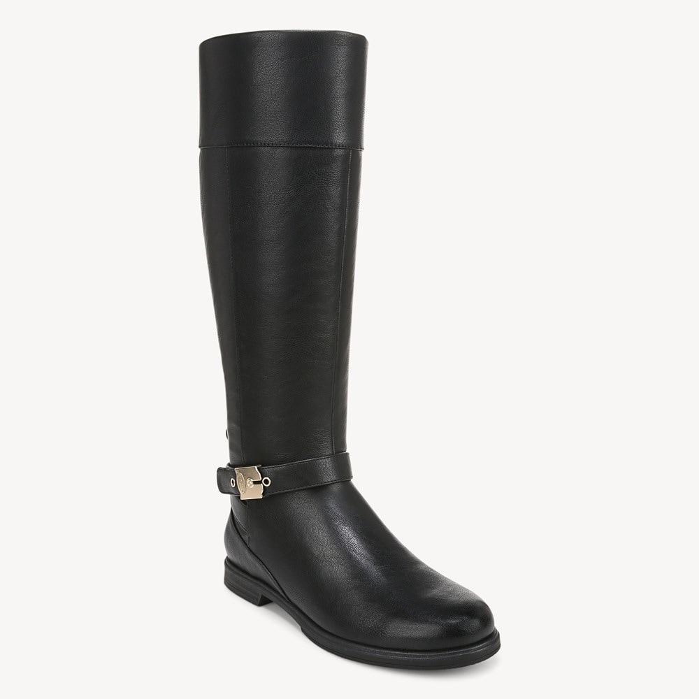 Black knee high riding fashion boots womens