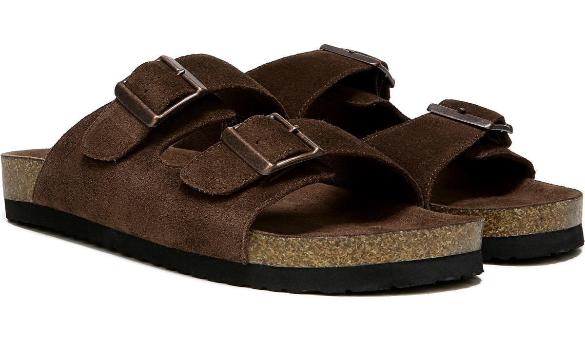 Fin Footbed Sandal in Brown Suede 