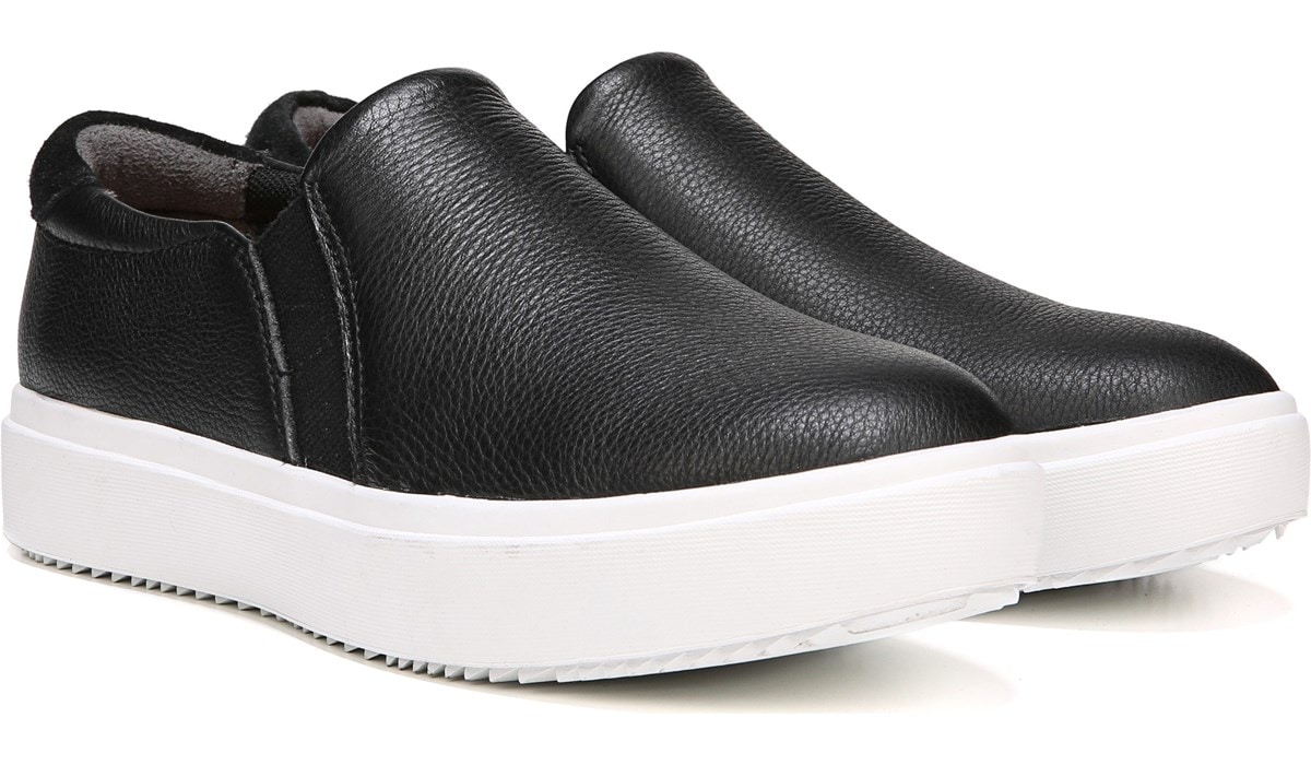black leather slip on sneaker