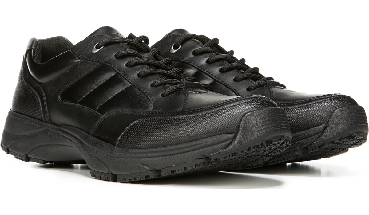 black leather work sneakers