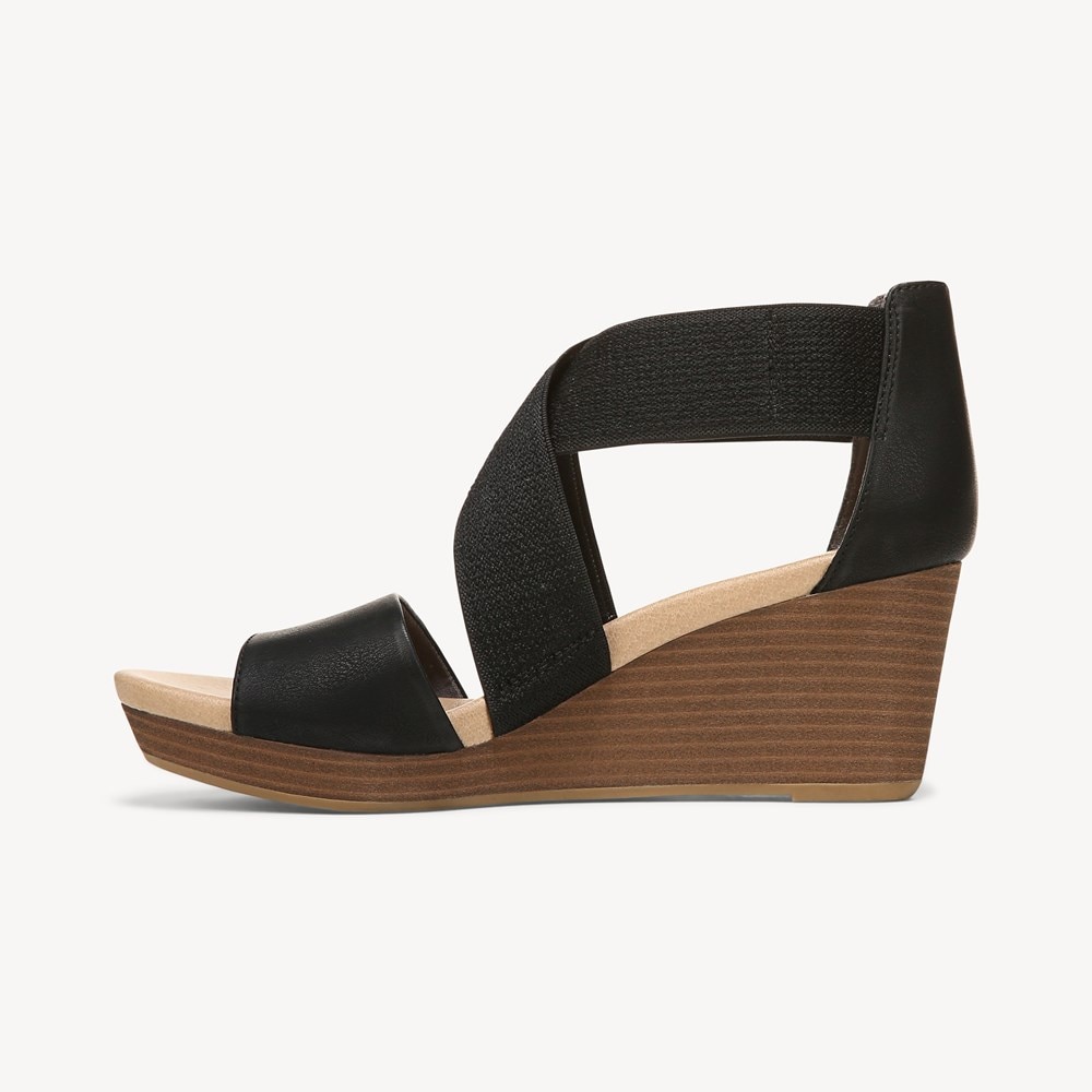 Women's Black Wedge Sandals