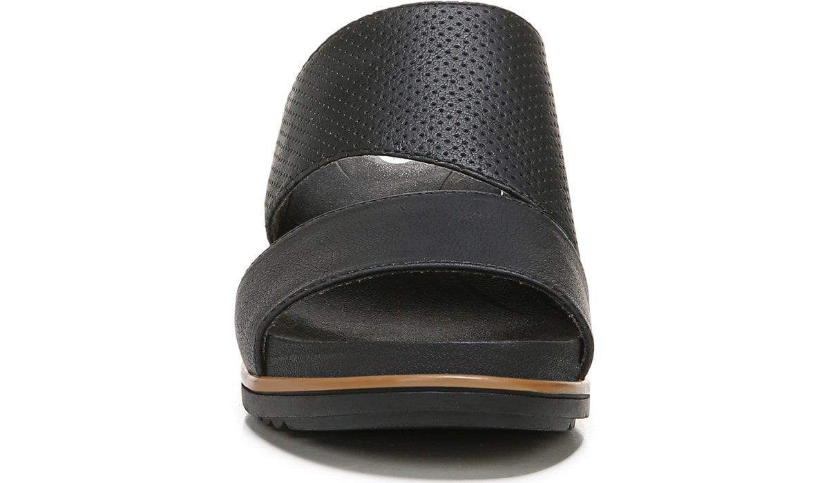 black slide wedge sandals