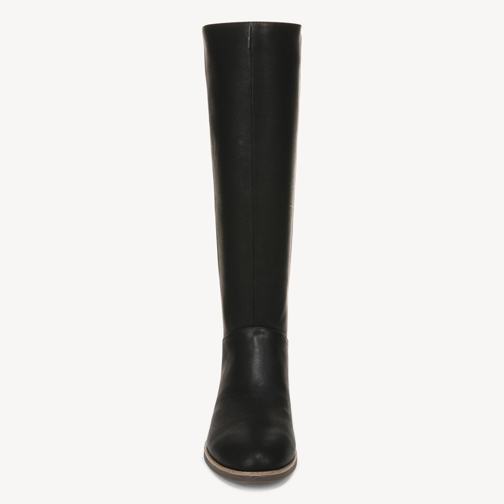 Women's black leather clearance knee high boots